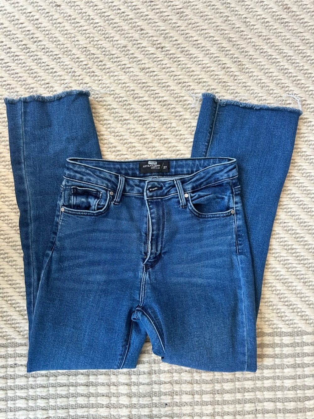 Just Black Dark Blue Ankle Fray Hem slim leg Jeans NWT
